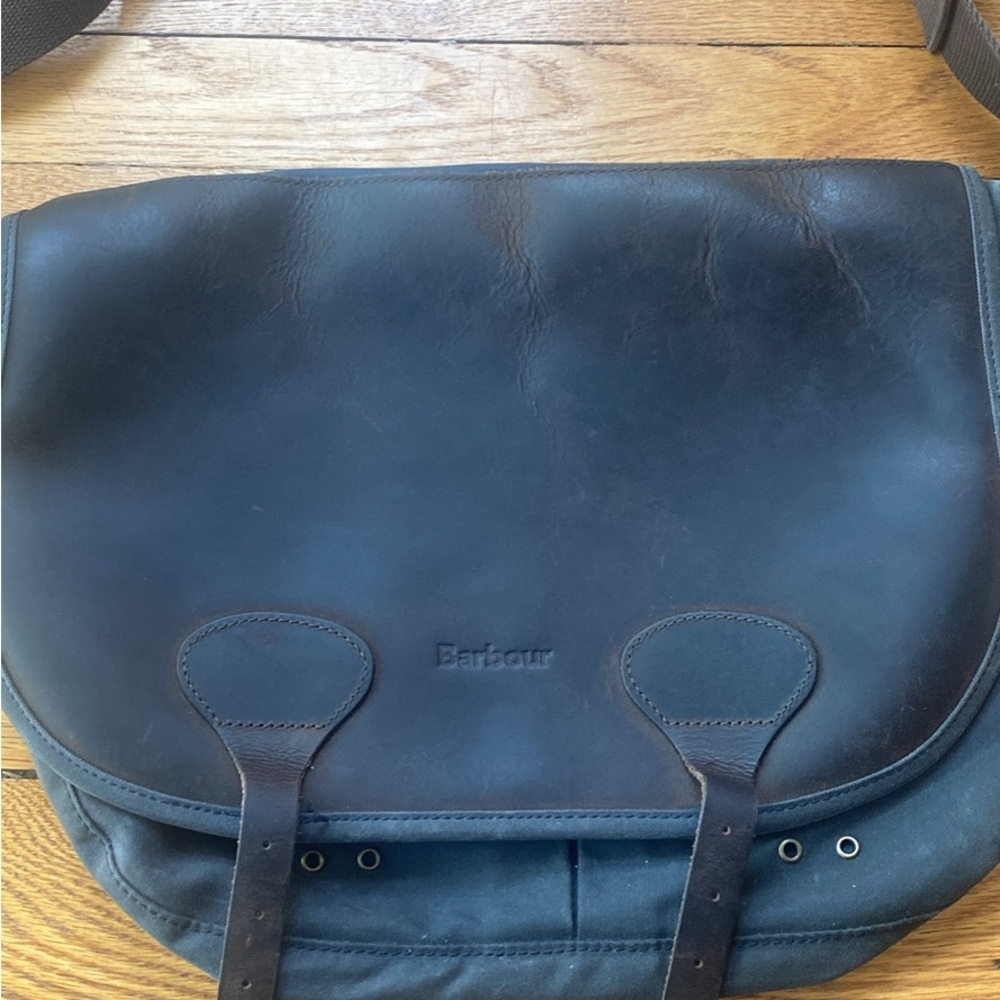 Barbour leather & canvas messenger bag